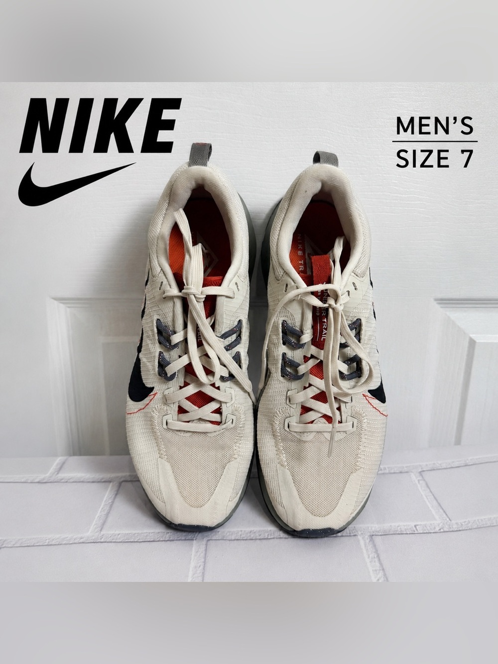 Nike Juniper Trail 2 Running Shoes Men’s Size 7 Cream Orange Trail Sneakers